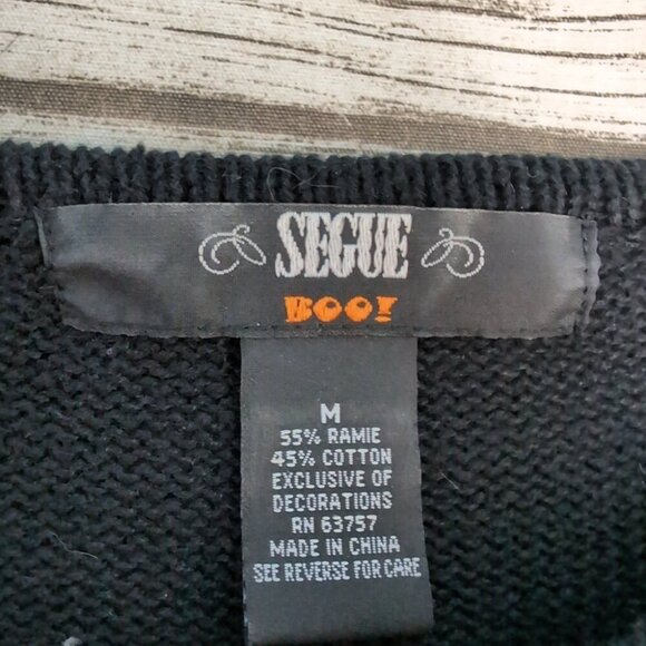Segue Boo! Halloween Cardigan Sweater Black Ghost Pumpkin Candy – Women’s M - Picture 4 of 8
